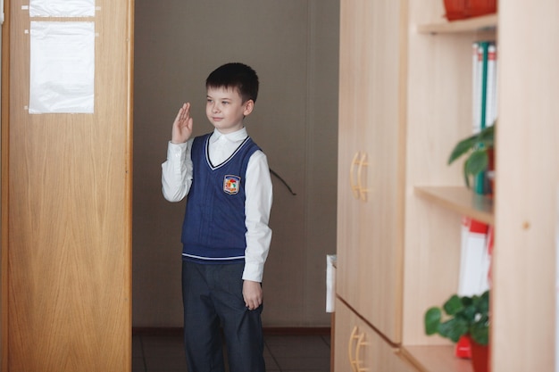 Russland. Sibirien, März 2017. Kinder in der Schule in der Klasse sitzen an ihren Schreibtischen