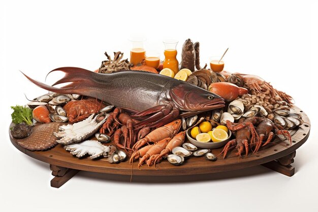 Foto rustic cioppino platter seafood indulgência em fundo branco frutos do mar cioppino imagem