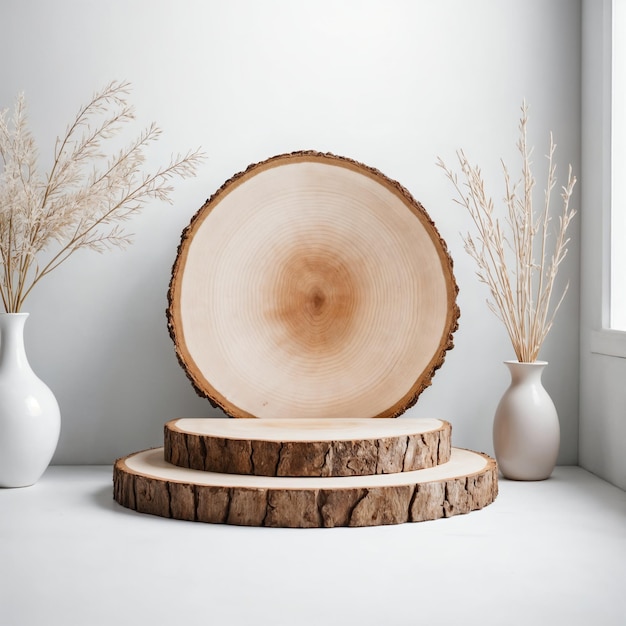 Rustic Wood Slice Product Display