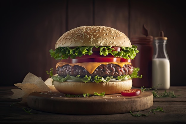 Rustikale Burger Illustration AI generativ