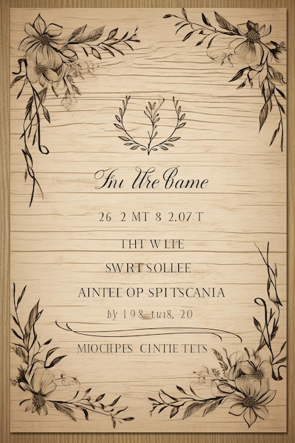 Rustikale Charme-Einladung Eine Einladung mit Holzthema mit Burlap-Akzenten für eine rustikale Hochzeit, generiert mit KI