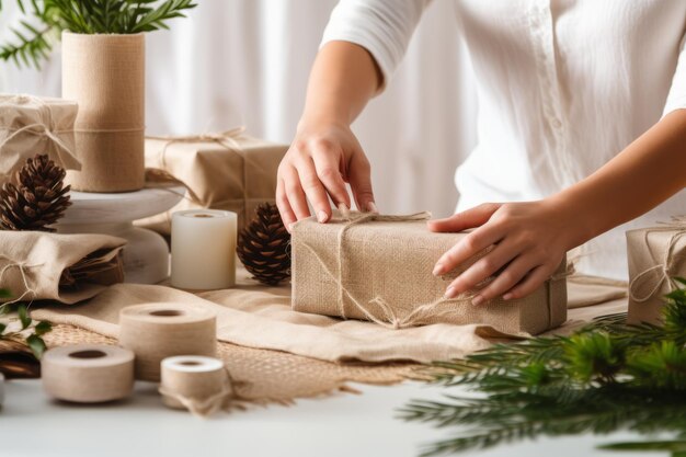 Foto rustikale, umweltfreundliche, stilvolle weihnachtsgeschenke aus holz