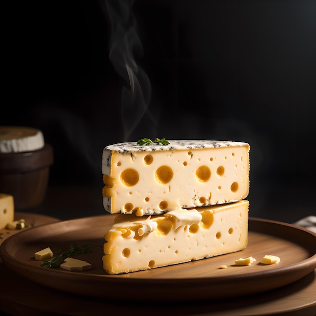 Rustikaler Käse-Teller auf einer Holzplatte