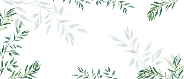 Rustikales Blatt Aquarellbanner Oliven- und Pistazienzweige handgezeichnete botanische Illustration