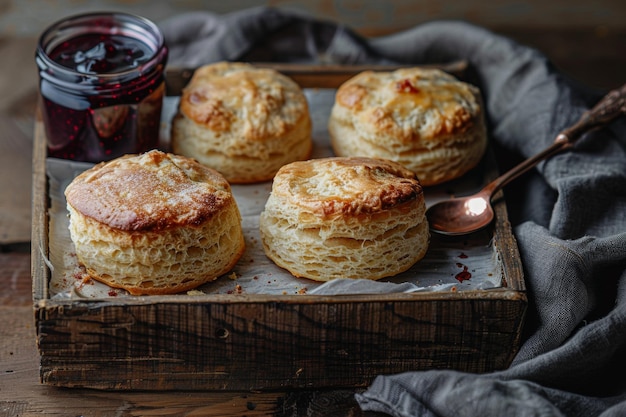 Rustikales Caf-Menü mit frisch gebackenen Apfel-Scones