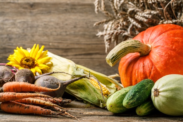 Foto rustikales herbstgemüse