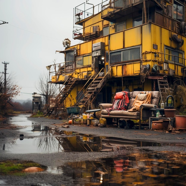 Foto rusty abandonou zona nuclear após guerra atômica ia generativa