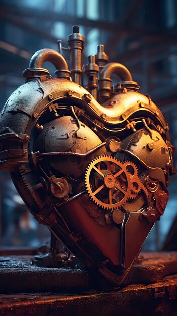 Foto rusty mechanical heart um dispositivo fictício para ficção científica e fantasia ia generativa