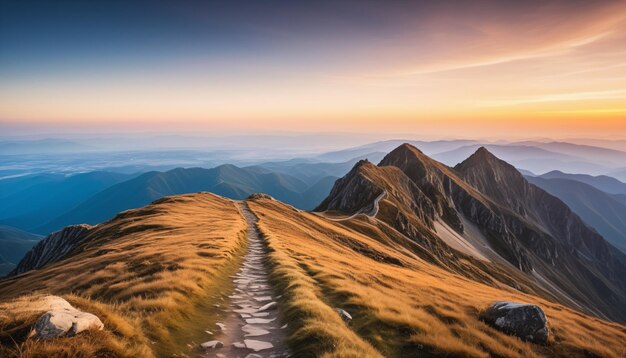 La ruta a la cima de la montaña