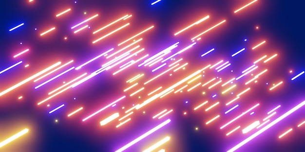Ruta de luz láser multicolor ZOOM Luz de neón sobre fondo oscuro Ilustración 3d