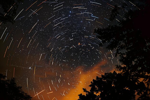 Foto rutas de estrellas en el cielo nocturno