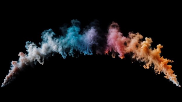 Foto rutas de humo de arco iris en un fondo negro