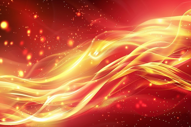 Rutas de luz roja vibrante con partículas brillantes Abstracto Fondo de movimiento dinámico y radiante