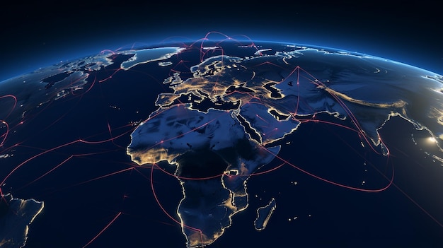 Rutas de vuelo internacionales por encima de la tierra