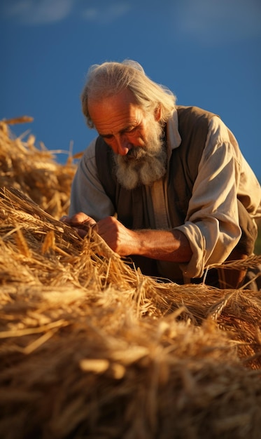 Foto la rutina de los agricultores da un vistazo a la vida de un trabajador rural que muestra el trabajo duro y el compromiso requerido para mantener una granja próspera