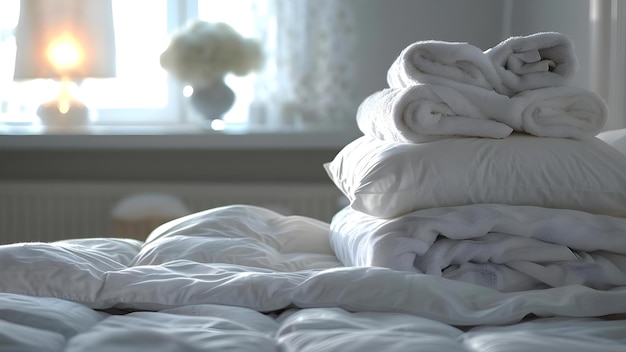 Foto rutinidad semanal de lavado de sábanas eliminación de ácaros del polvo para un mejor sueño concepto de higiene del dormitorio prevención de ácar os del polvo mejoras del sueño consejos de lavandería manejo de alergias