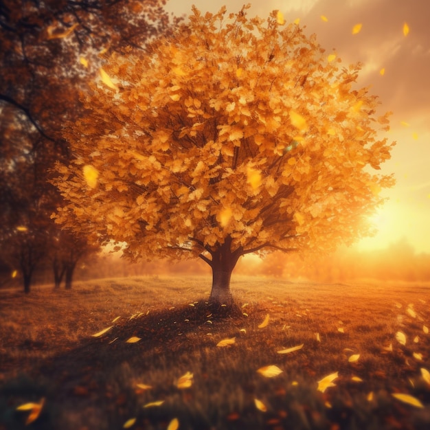 Árvore amarela de outono