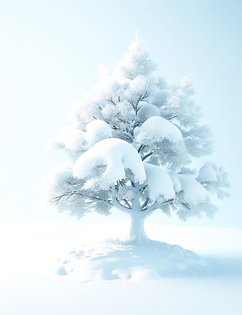 Árvore Araffe em um campo nevado com um céu azul generativo ai