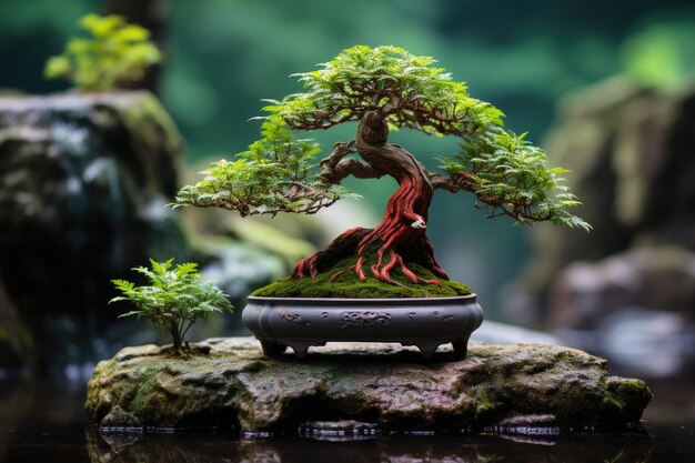 Árvore bonsai, uma forma de arte tradicional japonesa, fotografia publicitária profissional