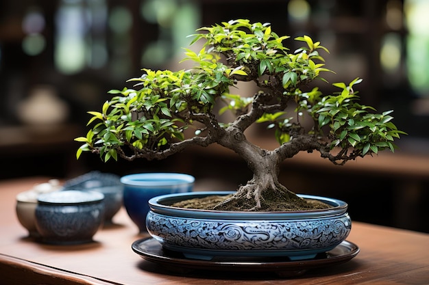 Árvore bonsai, uma forma de arte tradicional japonesa, fotografia publicitária profissional