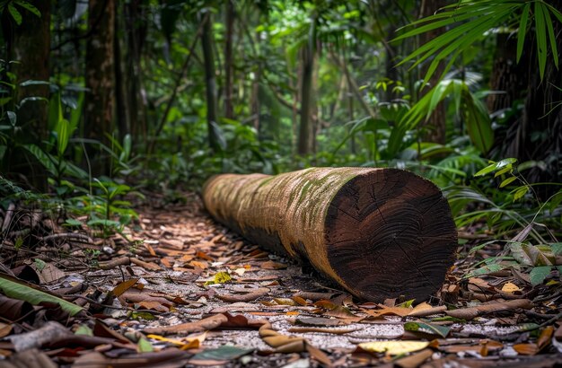 Árvore caída numa floresta exuberante