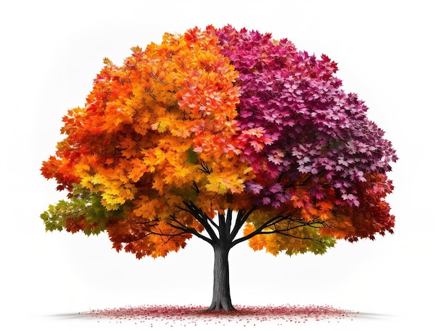 Árvore com folhas multicoloridas Diversidade e mudança isoladas em fundo branco Gerada por IA