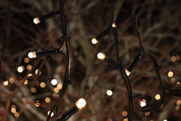 Árvore com luzes brilhantes, fundo de ano novo, natal