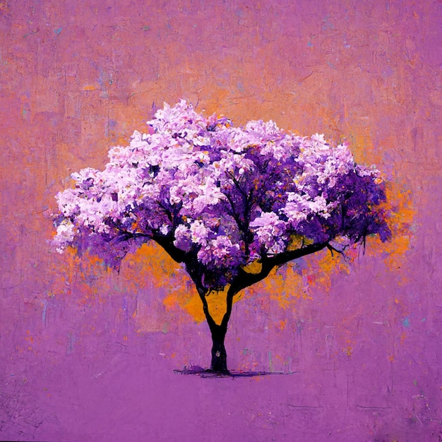 Árvore da aquarela Florescendo lilás Ilustração gerada digital