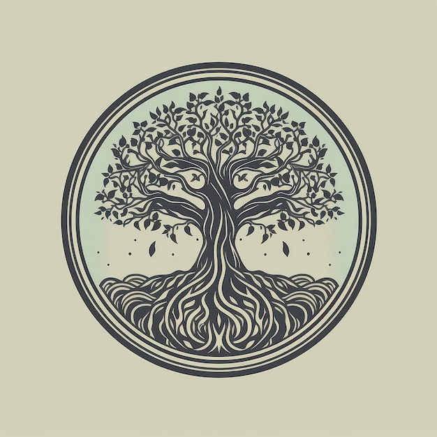Árvore da vida com galhos e raízes entrelaçadas Spa Logo Generative AI