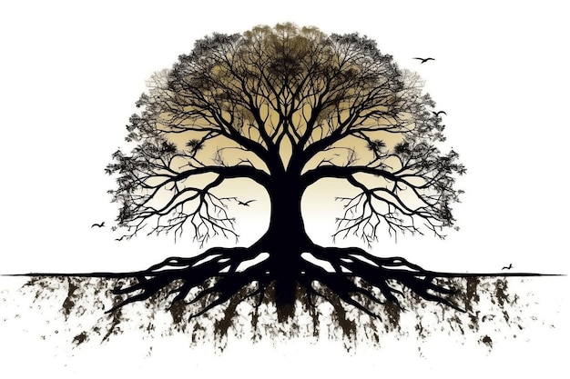 Árvore da Vida como fundo panorâmico A abundância da natureza e a serenidade simbólica Generative Ai
