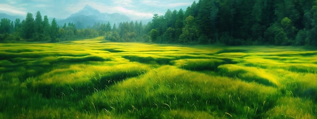 Árvore de campo verde e céu azul ótimos como fundo de banner web generativo ai