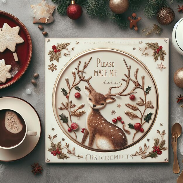 Árvore de cartão de Natal e bastões de doces em fundo de papel