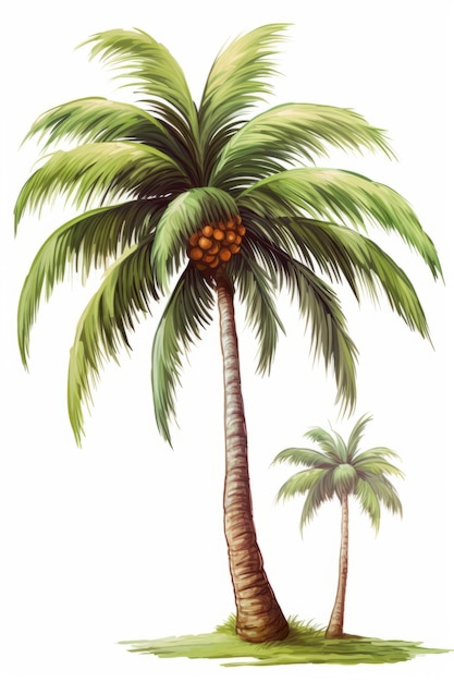 Árvore de coqueiro isolada em fundo branco Ilustração vetorial