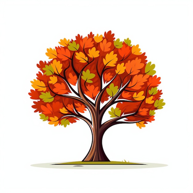 Árvore de desenho animado no outono Uma versão artística divertida