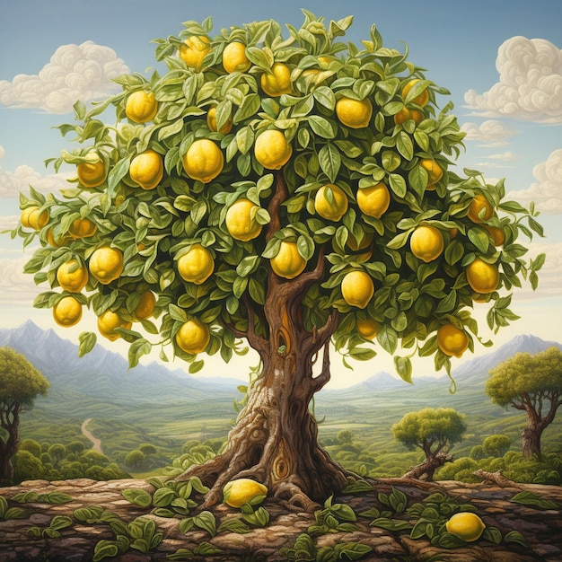 Árvore de limão Árvore isolada cheia de limões