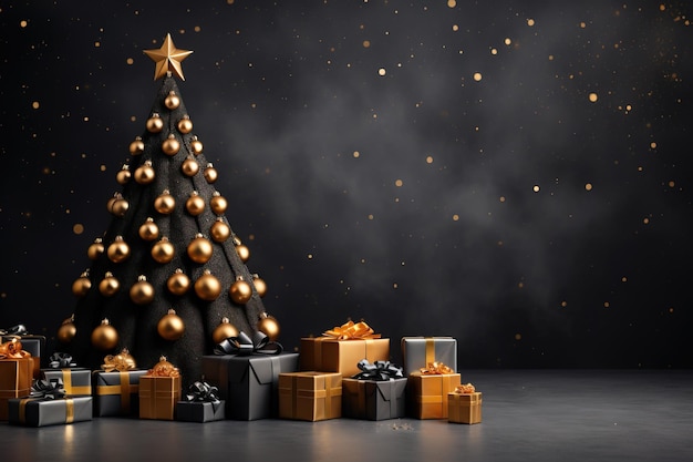 Árvore de natal branca decoração dourada fundo de ano novo fundo de natal imagem gerada por IA