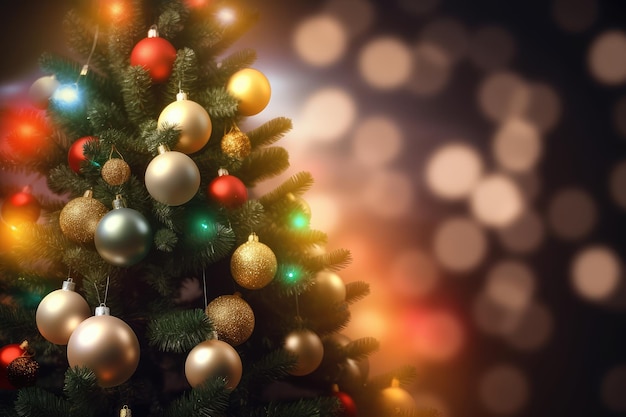Árvore de Natal com bolas de Natal IA generativa