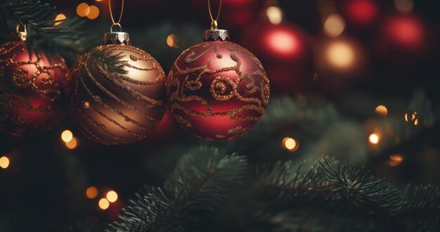 Árvore de Natal com conceito de bolas de decoração de feriados e festividades Generative AI