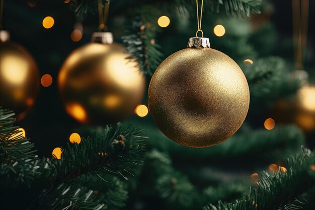 Árvore de Natal com conceito de bolas de decoração de feriados e festividadesGenerative AI