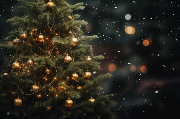 Árvore de Natal com conceito de bolas de decoração de feriados e festividadesGenerative AI