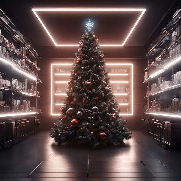 Árvore de Natal com luzes de néon