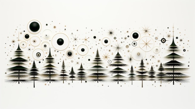 Árvore de Natal decorada com estilo linear hipster imagem ai generativa