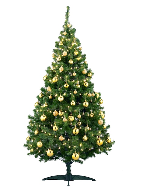 Árvore de Natal decorada isolado no fundo branco