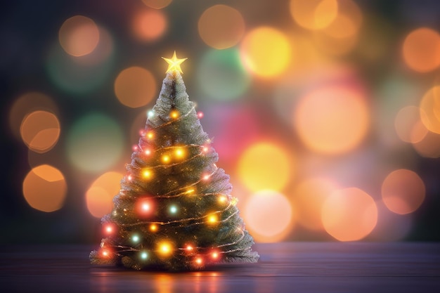 Árvore de Natal e fundo bokeh de decoração Generative AI