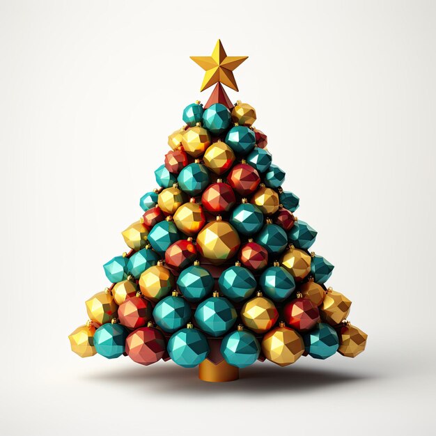 Árvore de Natal feita de bolas brilhantes Arte ai generativa Decoração de ano novo