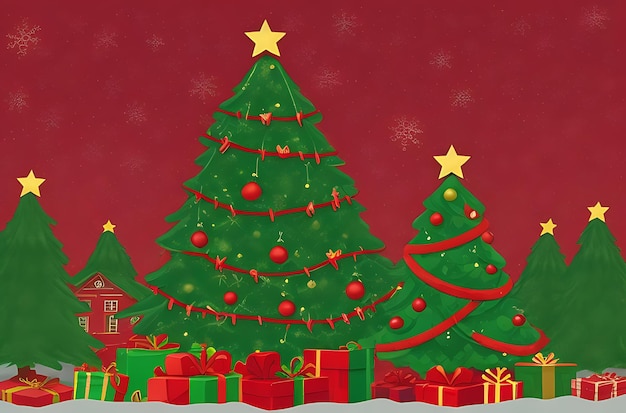 Árvore de Natal Kawaii árvore de Natal cartão