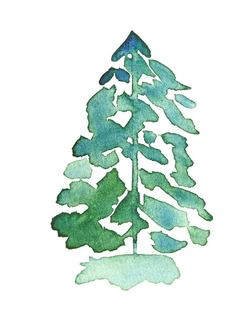 Árvore de textura aquarela verde ramo de flora de verão linda ilustração de plantas