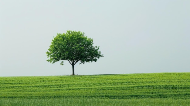 Árvore em fundo de campo verde papel de parede de natureza para web ou banner