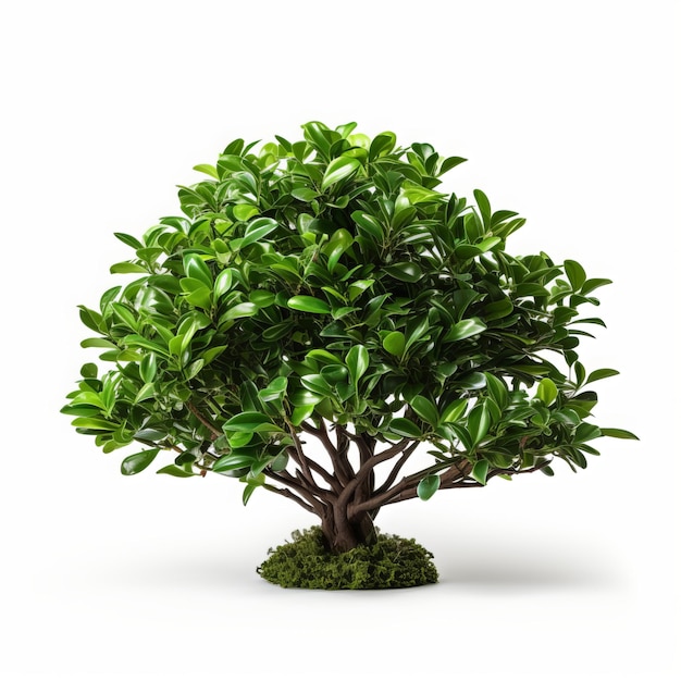 Árvore Ficus isolada em fundo branco Ilustração de renderização 3D