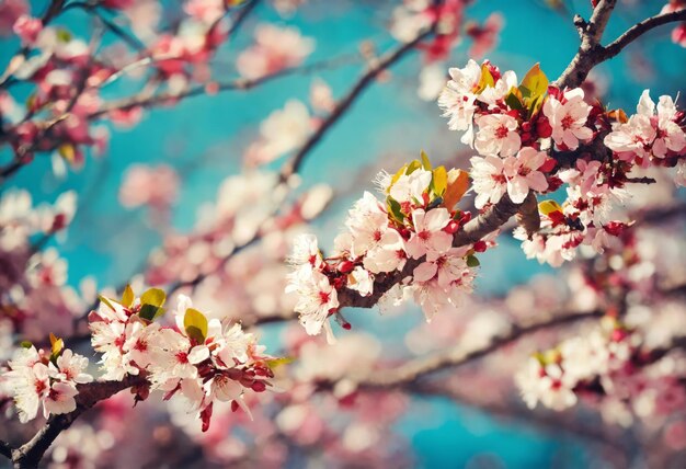 Árvore frutífera em flor na primavera no jardim